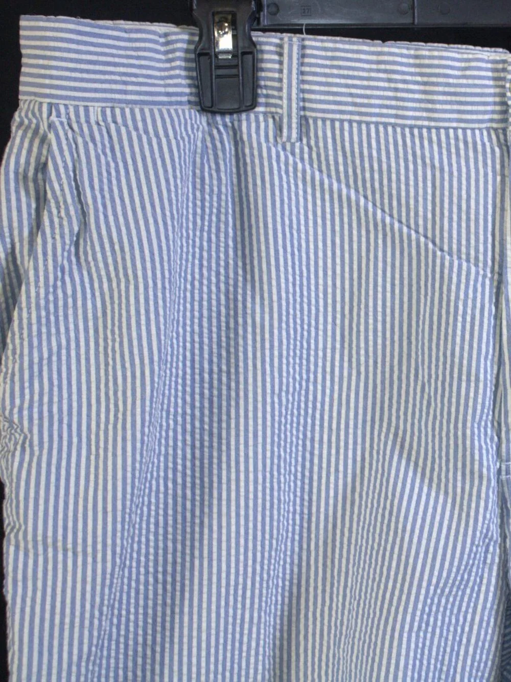 Polo Ralph Lauren Size 40 Blue Striped Seersucker Stretch Straight Casual Shorts